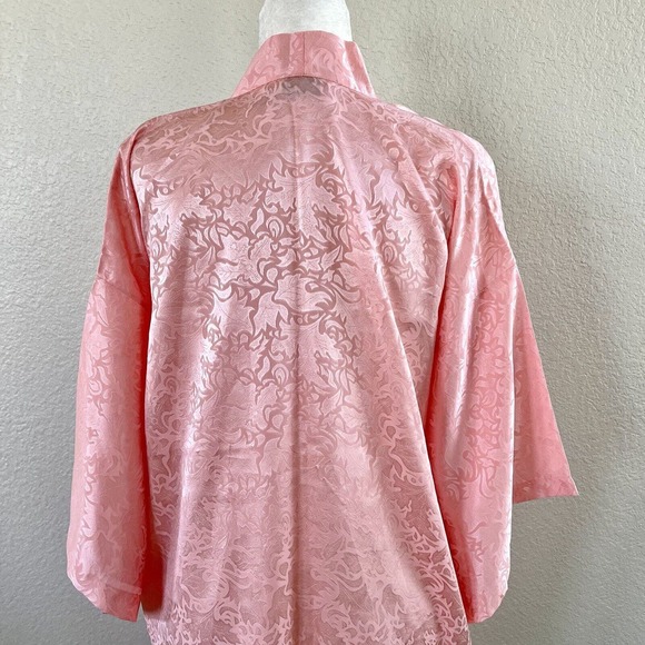 Vintage Victoria's Secret Gold Label Robe Womens OS Pink Satin Short Kimono - Picture 8 of 13
